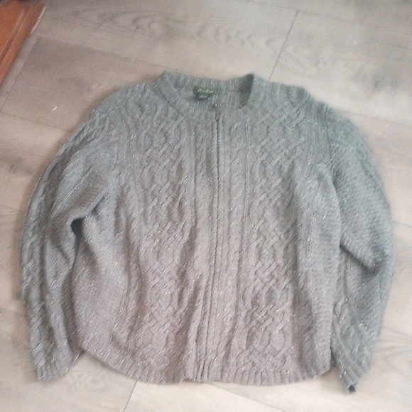 Eddie Bauer Men's Cable Knit Gray Zip-Up Sweater - Picture 1 of 3